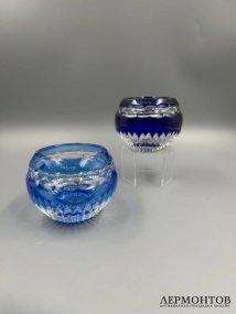 Парные подсвечники «Nadya», синие. Цветной хрусталь, Faberge