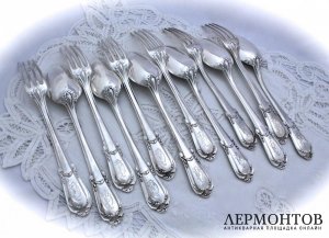Столовый набор на 6 персон. Серебро 950. Франция