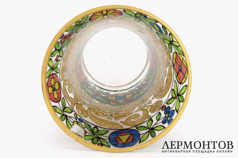 Ваза, витражная роспись. Богемия, Haida, Julius Muhlhaus, 1910-30е гг. 