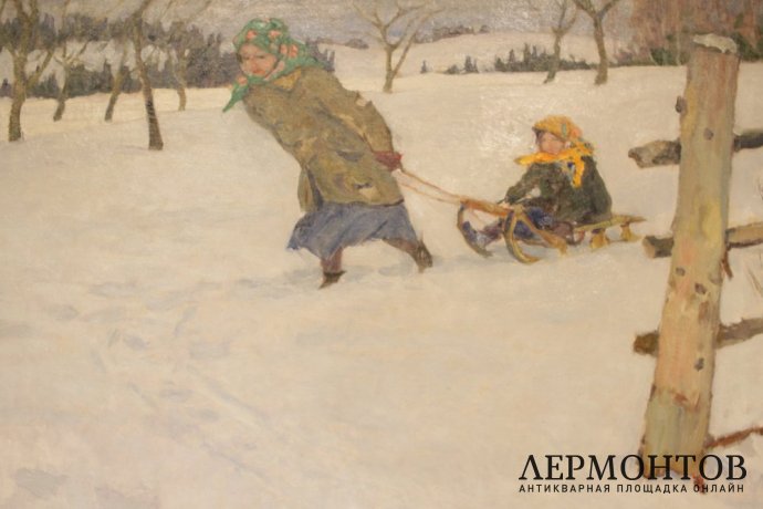 Картина. К бабушке в гости. Богданов-Бельский, 1910 год.