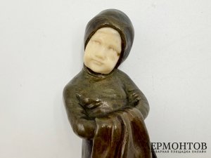 Статуэтка Девочка в ст. Модерн. Австрия, П. Терещук, 1900-е гг. Бронза, кость.