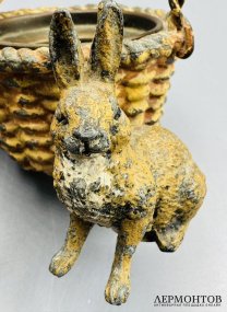 Статуэтка «Заяц с корзиной». Шпиатр, роспись, Австрия, конец 19 века