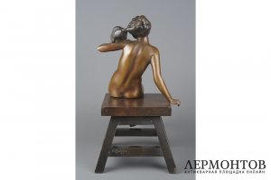 Скульптура Обнаженная с кошкой на плече. Франция, автор Paul Philippe, 1920-1930-е г.