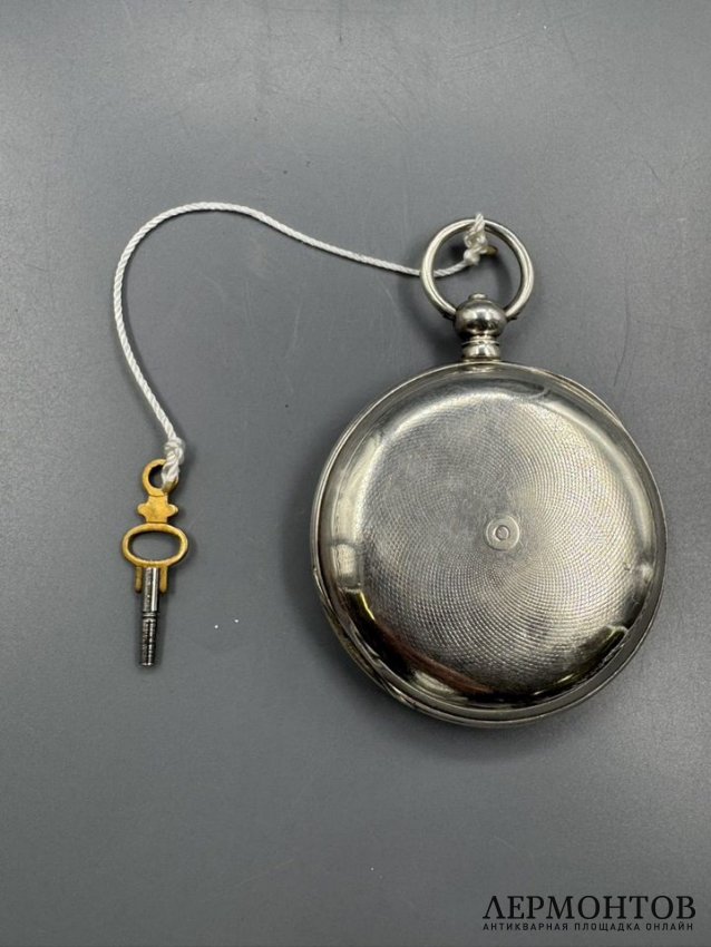 Мужские карманные часы с заводным ключом. Серебро 875 пробы, Matthey Jacot, Швейцария, конец 19 века