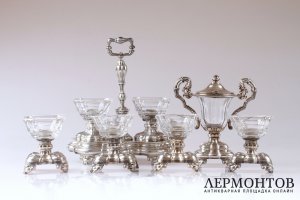 Сервировочный набор Courtois. Серебро 950, хрусталь. 1834-1837 годы. Франция