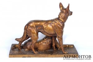Скульптура Овчарки. Франция, Париж, 1900-е гг. Бронза.