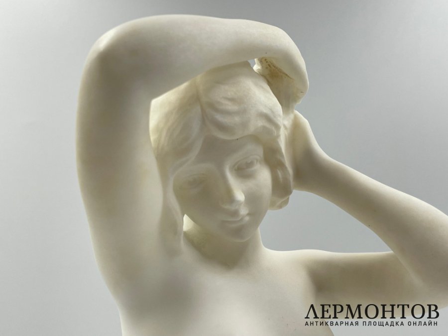 Скульптура Купальщица в ст. Модерн. Австрия, 1900-е гг., Ernst Beck.  Алебастр