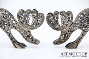 Фигурки Лоси. Серебро, скань. Россия, Красносельский ювелирный завод, 1990е гг.