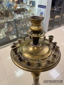 Церковный напольный подсвечник. Латунь, фирма Оловянишниковых, Россия, конец 19 века
