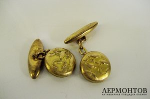 Запонки. Золото 585. Европа, XIX век. 