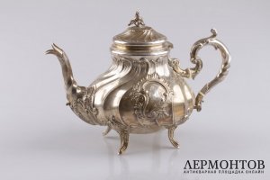 Чайник в стиле неорококо. Серебро 950 пробы. Франция, конец XIX в.