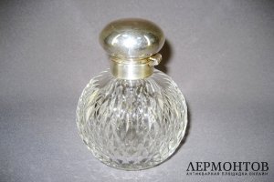 Флакон для духов. Серебро 925 пробы, хрусталь. Англия, ХХ.