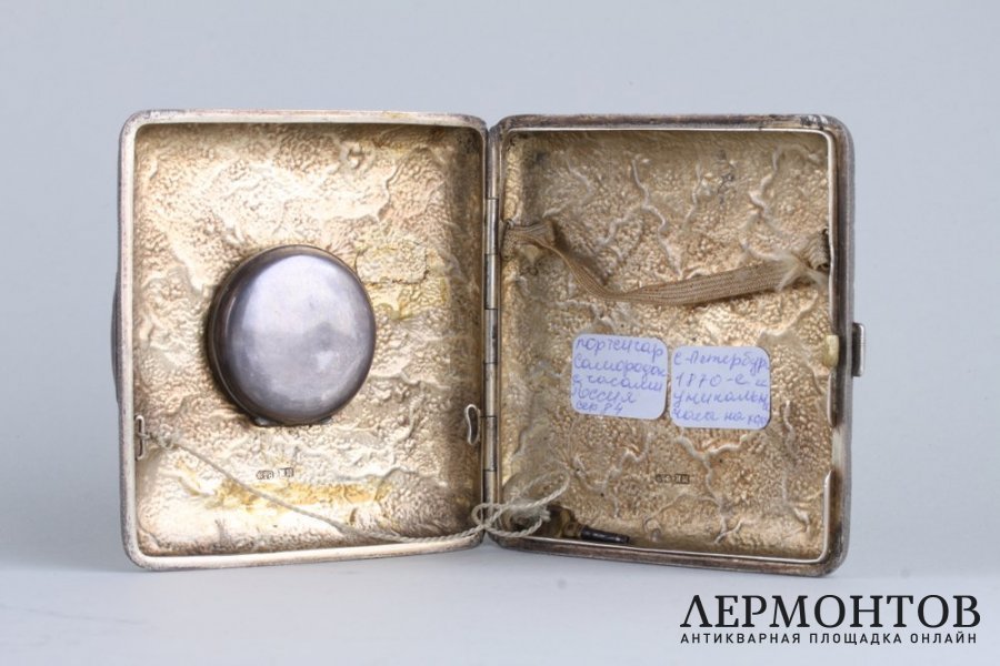Портсигар Самородок с часами. Серебро 84 пробы. Российская империя, 1870-е гг.