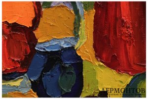 Картина. Цветущие хризантемы с фруктами, 2004 г. Куценко Алексей Петрович.