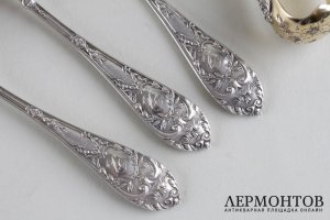 Набор для закусок. E. Ernie. Серебро 950 пробы, золочение. Франция, XIX в.