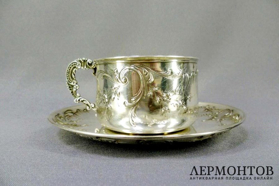 Чайная пара. Серебро 950 пробы, золочение. Франция, XIX век.
