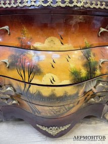 Комод с росписью «Деревья и домики». Дерево, бронза, Западная Европа, 20 век