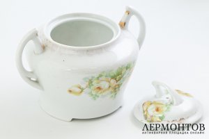Сахарница Розы. Российская Империя, Товарищество Кузнецова, 1889-1917 гг. Фарфор.