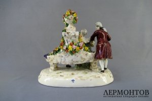 Галантная сцена. Фарфор. Франция, Париж, EDME SAMSON, XIX век.