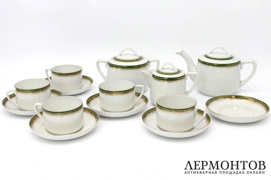 Сервиз чайный на 4 персоны. Фарфор. Россия, заводы Кузнецова, 1889-1917.