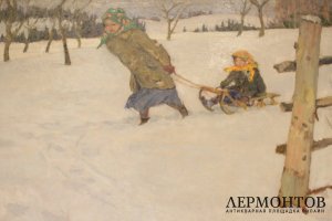 Картина. К бабушке в гости. Богданов-Бельский, 1910 год.