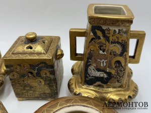 Набор в стиле Сацума. Япония, кон. 19 - нач. 20 века. Фарфор, роспись.