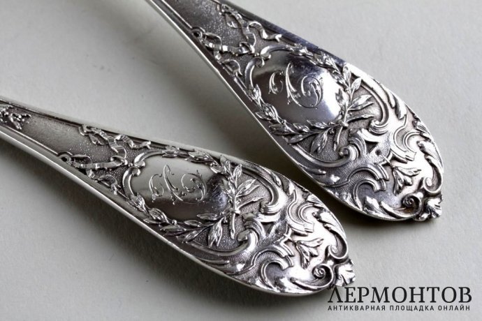 Набор для мороженого и сервировки в стиле ампир. E. Ernie. Серебро 950. Франция, XIXв