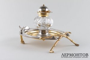 Чернильница. Англия, 2 половина 19 в. Латунь.