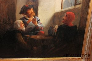Картина. Игра в карты. Генрих Брелинг. Холст, масло. Германия