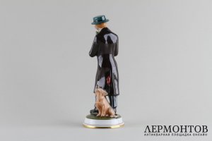 Статуэтка Музыкант с таксой. Rosenthal, Германия, Karl Himmelstoss Фарфор, 1920 г.