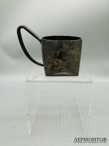 Подстаканник в стиле модерн с инициалами. Серебро 84 пробы, золочение, С. Мясоедов, Россия, 1899–1908 годы