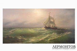 Морской пейзаж. Корабль на волнах. Холст, масло. 2006 год.