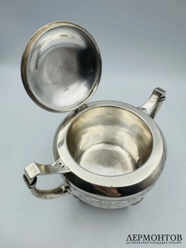 Сахарница в стиле модерн. Серебро 84 пробы, 5-я артель, Россия, 1908–1917 годы