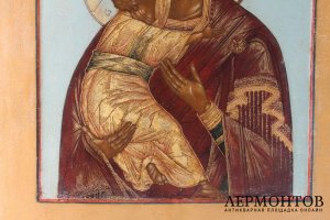 Икона Богоматерь Владимирская. Россия, Палех, нач. 19 в. Дерево, левкас, темпера.