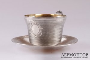 Чайная пара. Игнатий Сазиков. 1862 год. Серебро 84 пробы. Российская империя
