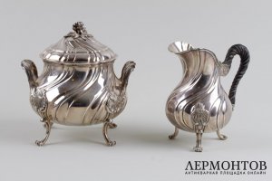 Чайный сервиз Leon Lapar в стиле рококо. Серебро 950 пробы. Франция, XIX в.