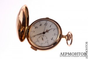 Карманные часы с хронографом и репетиром. Золото 585. Швейцария