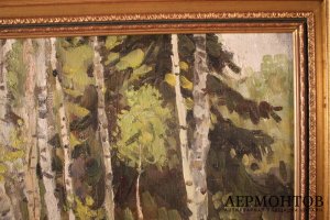 Картина. В березовом лесу. Художник Дмитриевский В.К.  Холст, масло.