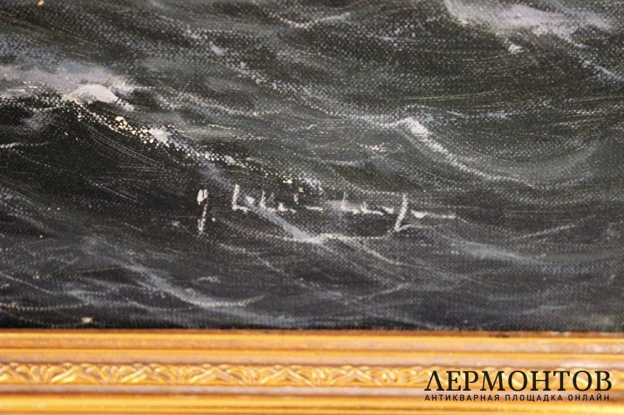 Картина. Парусник. Герхард Лукас-Ларсен. Холст, масло. Германия