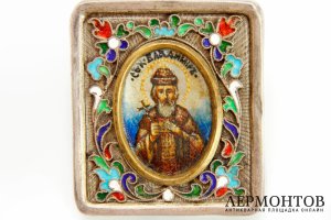 Икона Святой Владимир. Серебро 84 пр., перламутр. Россия, Дмитрий Горбунов, 1908-1917