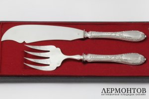 Набор для сервировки рыбы. Серебро 950. Франция