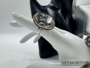 Комплект с крупными раухтопазами. Серебро, СССР, 2-я половина 20 века