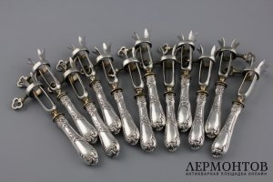 Набор персональных зажимов. Серебро 950 пробы. Франция, рубеж XIX - XX вв.