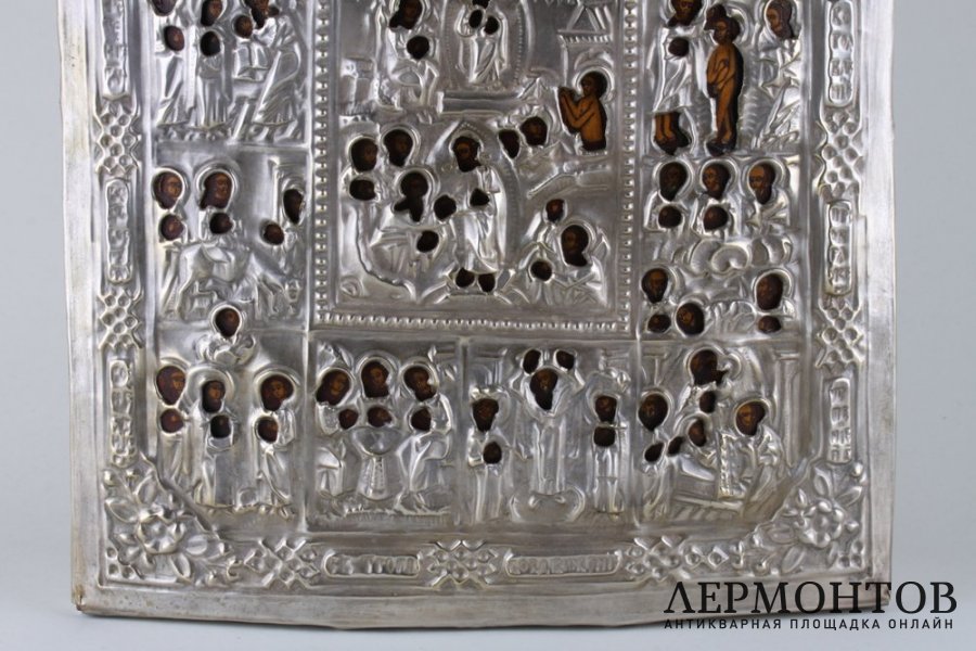 Икона Праздники, в окладе. Российская империя, 1870е.