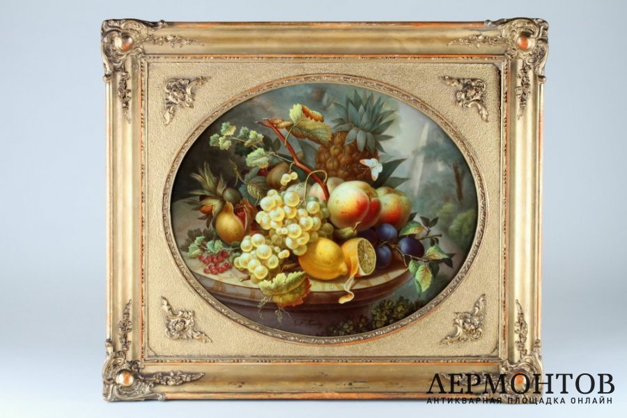 Пласт Натюрморт с фруктами. Большой овал. Фарфор, живопись. КРМ. Германия