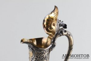 Кувшин в стиле рококо. Серебро 950 пробы, стекло. Франция, 1870-е-1900-е гг.