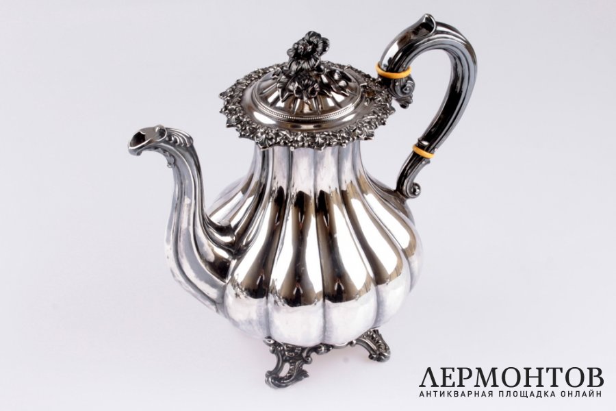 Чайно-кофейный сервиз Veyrat. Серебро 950. Франция