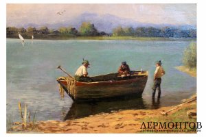 Картина. Рыбаки. Carl Muller-Baumgarten. Холст, масло.