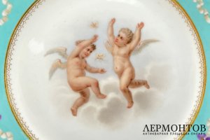 Тарелка Амуры. Россия, Императорский фарфоровый завод, Александр II, 1850-1880-е гг. 
