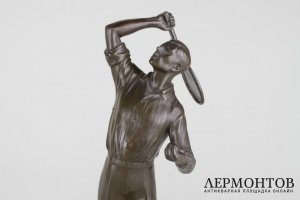 Парные скульптуры Теннисисты в стиле Ар Деко. Зап. Европа, 1930-е гг.  Шпиатр.